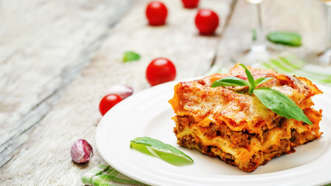 Low calorie lasagne with potato wedges